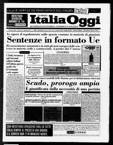 Italia oggi : quotidiano di economia finanza e politica